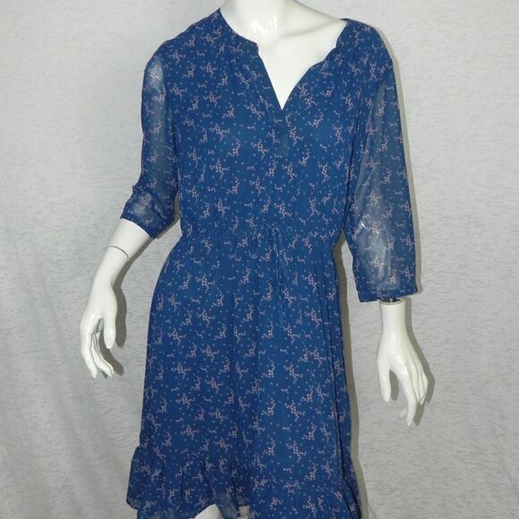 Modcloth Dress Navy Blue with Pink Stars Drawstring Waist Mini Dress Large - Picture 1 of 7